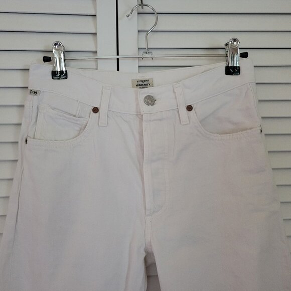 COH Liya High Rise Classic Fit Crop Jean in Distressed Selvedge White - Picture 4 of 16